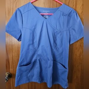 Jaanuu 2 Pocket Scrub Top- S Ceil Blue